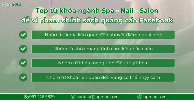 Top từ khóa dễ vi phạm chính sách quảng cáo Facebook trong ngành Spa - Salon - Nail